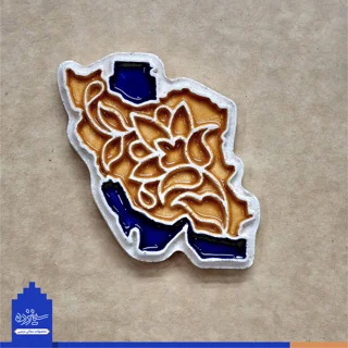 نگاره سـرامیکی (پیکسل) آهنربایی - طرح «نقشه ایـران» با تـزیین خَتایی
