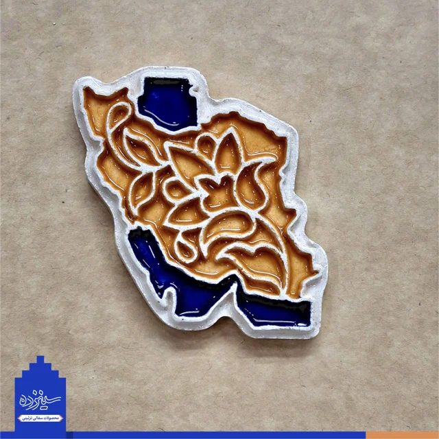 نگاره سـرامیکی (پیکسل) آهنربایی - طرح «نقشه ایـران» با تـزیین خَتایی