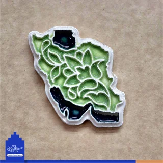 نگاره سـرامیکی (پیکسل) آهنربایی - طرح «نقشه ایـران» با تـزیین خَتایی